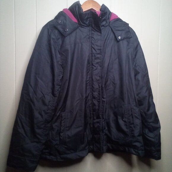 Attention Coat Jacket XL Women Hood Pockets Zipper Snap Black - Picture 14 of 14